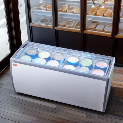 VEVOR 567L Kommerzielle Eisvitrine Gelato-Tauch-Gefrierschrank Eiscreme-Vitrine