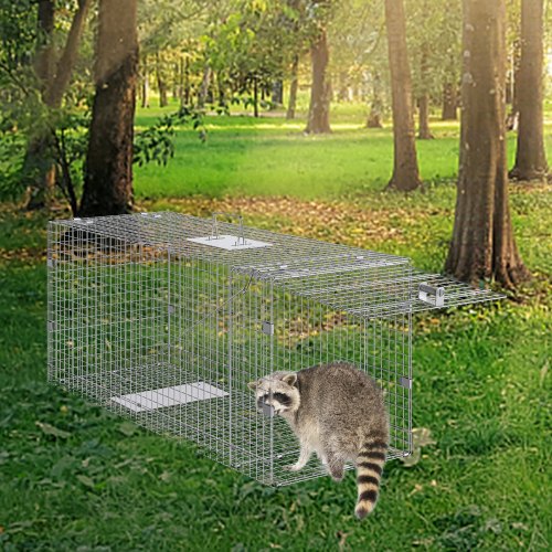 VEVOR Käfigfalle für lebende Tiere, 106,7 x 40,6 x 45,7 cm, humane Katzenfalle, Katzen, Eichhörnchen, Mäuse