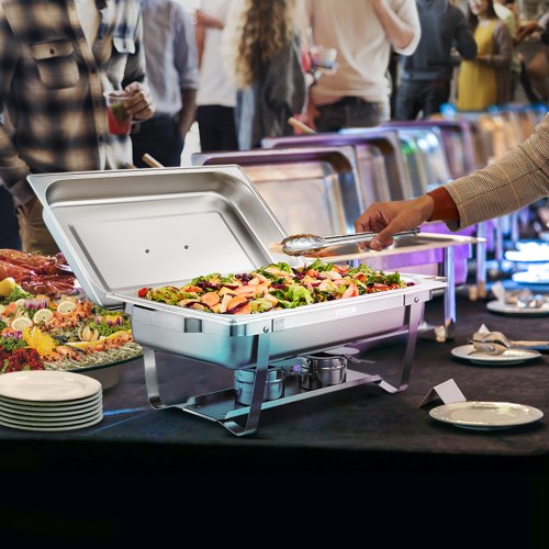 VEVOR Edelstahl Warmhaltebehälter Speisenwärmer Wärmebehälter 4x7,5L 4 Stk Chafing Dish Set