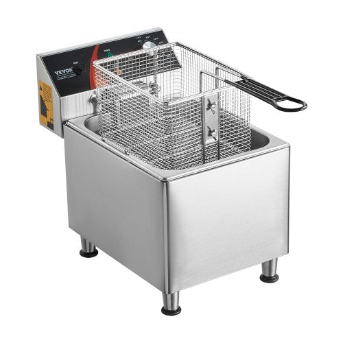 VEVOR Kommerzielle Elektrische Fritteuse 3100W 9L Edelstahl Upgrade 200°C