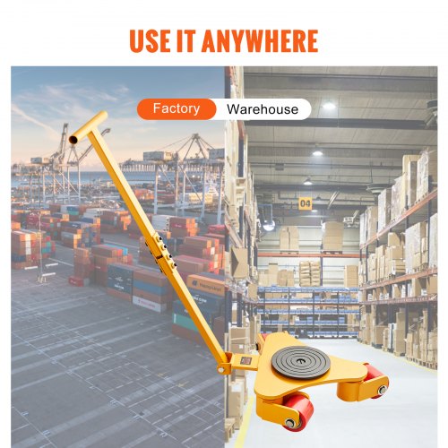 VEVOR 3T Transportfahrwerk mit Griff 425x335x116mm Transportrollen aus Kohlenstoffstahl Industrieroller mit 3x 360° PU-Räder Roller Ф165x10mm Drehplatte Möbeltransporthilfe Transportroller