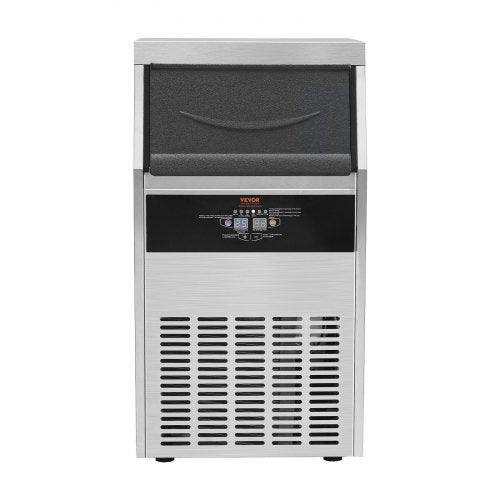 VEVOR Kommerzieller Eiswürfelbereiter Eismaschine 56 kg / 24 h, Leichte Würfeleismaschine 15 kg Eisspeicherkapazität 60 Stk. Eiswürfel, Edelstahl Eiswürfelbereiter inkl. Wasserfilter &amp; Eisschaufel