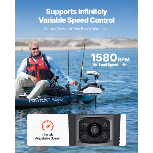 VEVOR Elektro Außenborder 25kg 12V Schub Trolling Bootsmotor 915mm Schaft