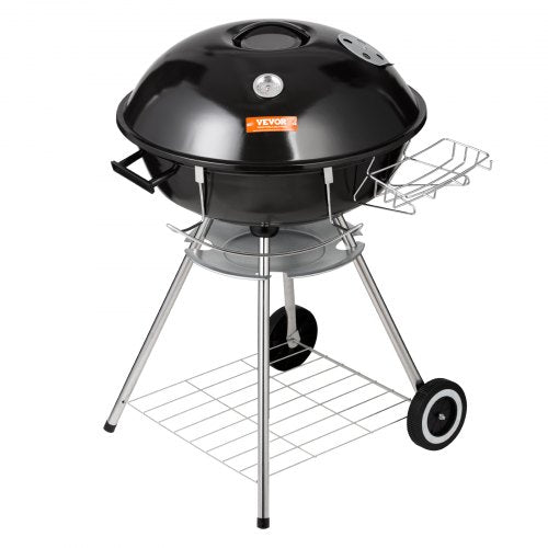 VEVOR Wasserkocher Holzkohlegrill Kugelgrill 56 cm tragbar Grill Kugelgrill mit Deckel Leckeres BBQ Picknickgrill mit großer Grillfläche Holzkohle