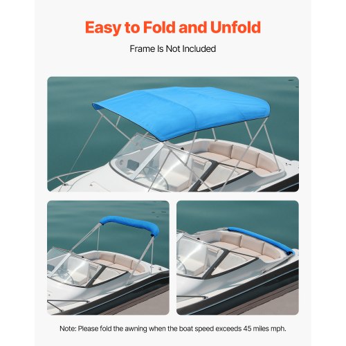 VEVOR Ersatz-Bootsverdeck Bootsmarkise Bimini Top für Boote 231-244cm Blau