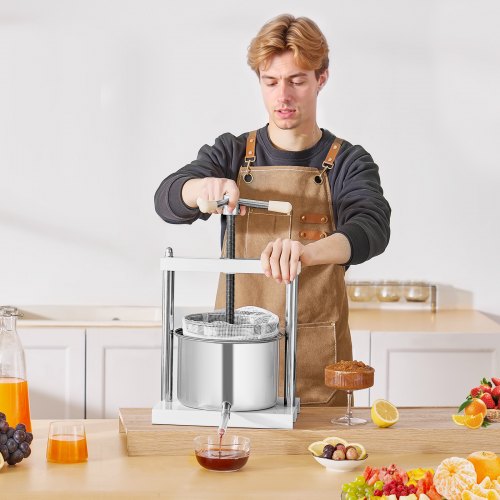 VEVOR Obstweinpresse Manuelle Presse Weinherstellung 5L Edelstahl Obstmühle