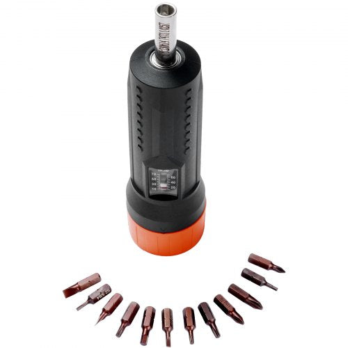 VEVOR 1/4-Zoll-Antriebs-Drehmomentschraubendreher-Schlüsselsatz, 1,13–7,91 Nm Drehmoment-Einstellbereich, 1 in-lb-Schritte Drehmomentschraubendreher, Schraubendreher-Bohrer-Set mit Sichtfenster