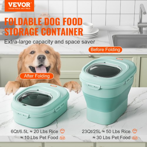 VEVOR Vorratsdosen Aufbewahrungsbox Küche 6,5-25L 100 % Luftdicht Klappbar Vorratsbehälter PP Verschluss-System, Rollbare Vorratsdosen für Reis, Mehl, Zucker, Bohnen, Nüssen, Tiernahrung usw.