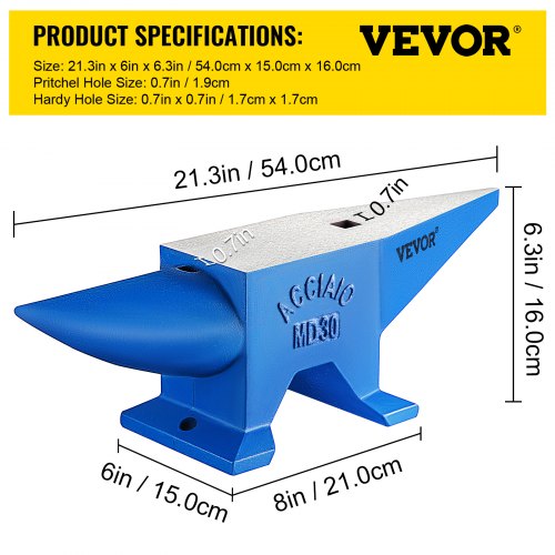 VEVOR Amboss 30 KG (66 LBS) Schmiede-Amboss für Schmiede Doppeltes Horn aus Stahl Schmiedwerkzeug robust
