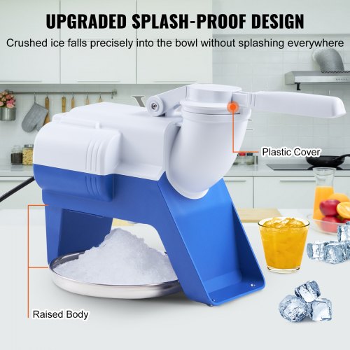 VEVOR Eiszerkleinerungsmaschine Eisrasiermaschine Eisrasierer 80 kg/h, ABS Eiszerkleinerungsrasierer 180 W, 410 x 172 x 275 mm Energieeinsparung Hersteller mit Kunststoffschale &amp; 2 Klingen