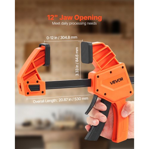 VEVOR 2 x Stangenklemmen für Holzbearbeitung 30,48cm Karbonstahl Einhandklemme