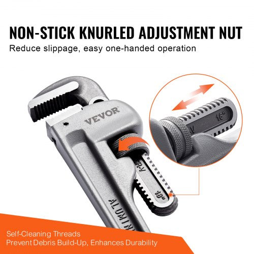 VEVOR 3-teiliges Aluminium-Rohrzangen-Set gerade 10/14/18 Zoll Sanitär-Schlüssel