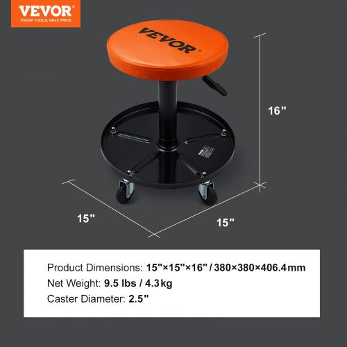 VEVOR verstellbarer Mechaniker-Rollhocker, Werkzeugablage für Werkstatt, Garage