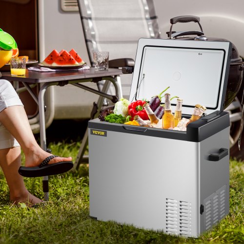 VEVOR Kompressor-Kühlbox Elektrisch, 40 L Kühlbox 12 / 24 V und 110-240 V, Kühlung bis -20 °C, für Auto, Lkw, Boot, Reisemobil und Steckdose, 60 W Elektrische Kompressor Kühlbox Tragbare Gefrierbox