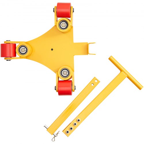 VEVOR 3T Transportfahrwerk mit Griff 425x335x116mm Transportrollen aus Kohlenstoffstahl Industrieroller mit 3x 360° PU-Räder Roller Ф165x10mm Drehplatte Möbeltransporthilfe Transportroller