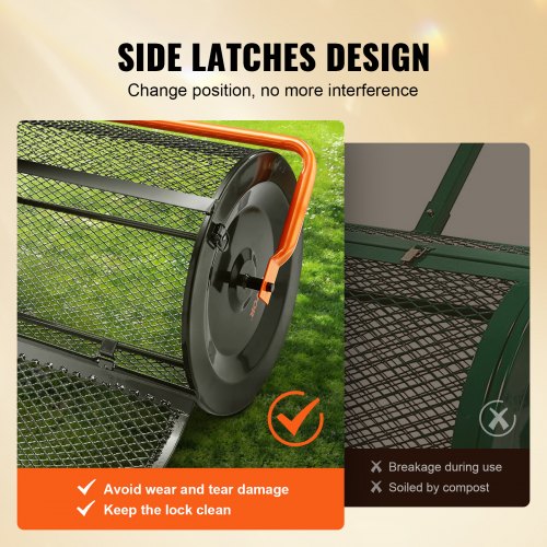 VEVOR Kompoststreuer aus Stahl Torfmoosstreuer 1,27x2cm Mesh-Korb Garten Rasen Streuer Grifflänge von 62 bis 67,5cm verstellbar 61cm Metall Mesh Korb Ideal für Dünger wie Kompost Mist Erde Torfmoos