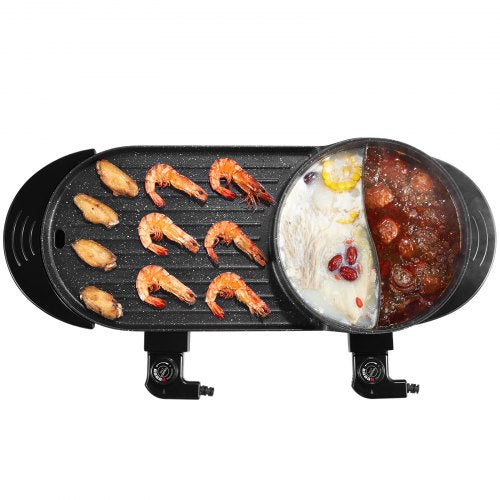 VEVOR Hot Pot mit Grill 2200W 2-in-1 Elektrischer rauchfreier Grill und Hot Pot