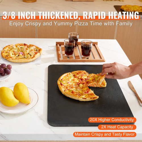 VEVOR Pizzastahl, 20" x 14" x 3/8" Pizzastahlplatte für den Ofen, vorgewürzter Pizza-Backstein aus Kohlenstoffstahl mit 20-fach höherer Leitfähigkeit, robuste, rostfreie Pizzapfanne für Außengrill, In