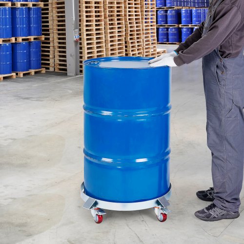 VEVOR Fassroller 250L Transportroller aus Kohlenstoffstahl Metall Rollbrett Innendurchmesser Ø 607mm Fasswagen mit 4 Universalrädern Rollwagen Transportwagen zum Transport von Fass bis zu 454kg