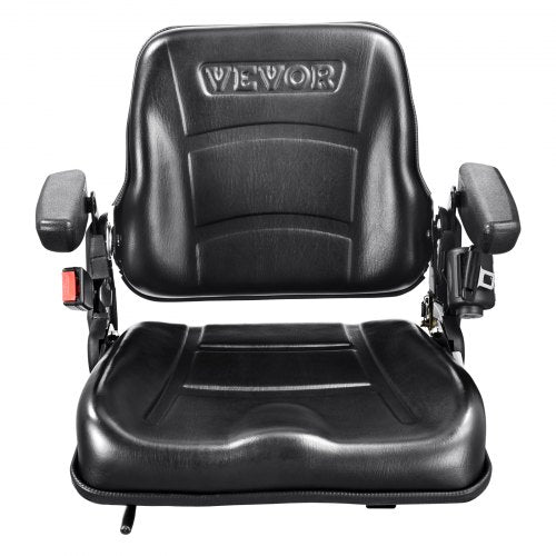 VEVOR Universal Traktorsitz aus PVC-Kunstleder und Polyurethanschaum Traktor Schleppersitz mit verstellbarer Rückenlehne und Mikro-Sicherheitsschalter Fahrersitz mit Armlehnen und Sicherheitsgurt