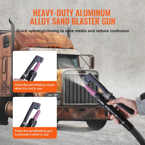VEVOR Mobiles Sandstrahlgerät 37 L Sandstrahlanlage 2,3 m Arbeitsschlauch Sandstrahler 60–110 PSI Arbeitsdruck ideal zum Entfernen von Rost, Farbe, Flecken und das Polieren großer Flächen