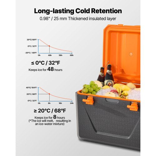 VEVOR Tragbare Kühlbox Isolierte Hartkühlbox mit Getränkehalter 63Qt