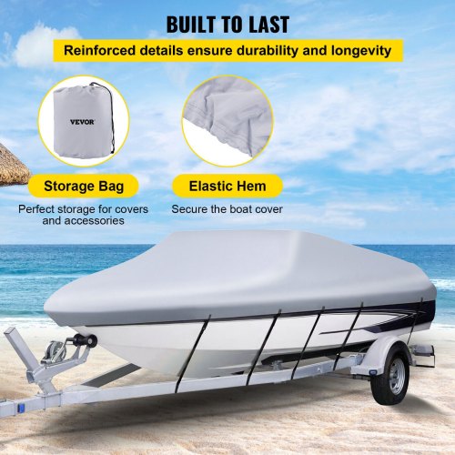 VEVOR Trailerbare Bootsabdeckung Ponton-Bootsabdeckung 210D Polyester 762-853cm