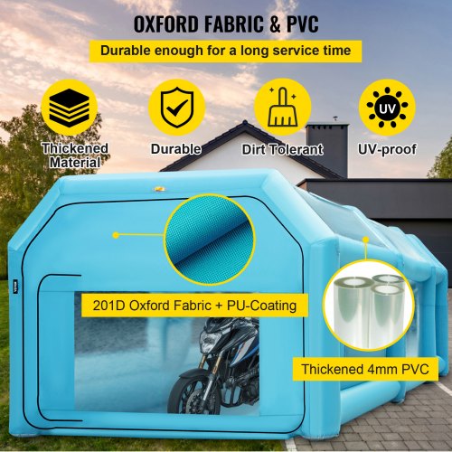 VEVOR Aufblasbare Sprühkabine Zelt 6x3x2,5m Aufblasbare Lackierkabine Zelt 210D Oxford-Gewebe PVC Autozelt mit 2 abnehmbaren Türen Gebläse inkl. Ideal für Autolackierung und Reparatur von Motorrädern