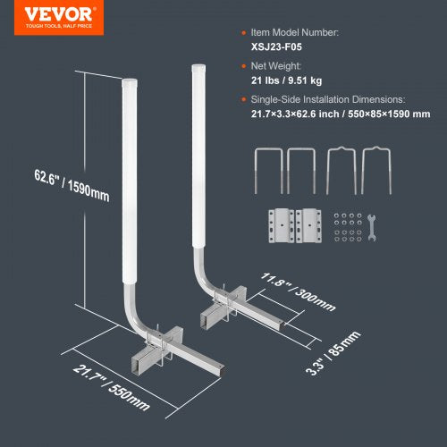 VEVOR L-Form 1,5 m Anhängerpfahl Bootsanhänger Anleitung Kurbelstütze Bootsführung, 30 cm Einstellbare Breite Boat Trailer Guide-on, Ersatzteile und Zubehör für Skiboot Fischerboot Segelbootanhänger