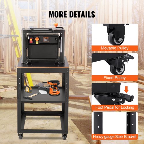 VEVOR Maschinenständer Dickenhobel 70,3×60,3×90cm Untergestell Dickenhobelmaschine Stahl &amp; MDF Max. Belastbarkeit 45kg Maschinentisch höhenverstellbar Kompitable mit meisten Hobelmaschinen Sägen