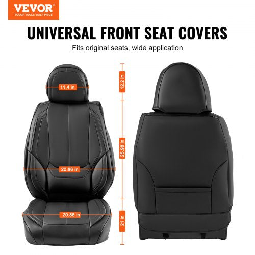 VEVOR Sitzbezüge, Universal-Autositzbezüge für Vordersitze, 6-teiliger Kunstleder-Sitzbezug, vollständig geschlossenes Design, abnehmbare Kopfstütze und Airbag-kompatibel, Autos, SUVs und Lkws