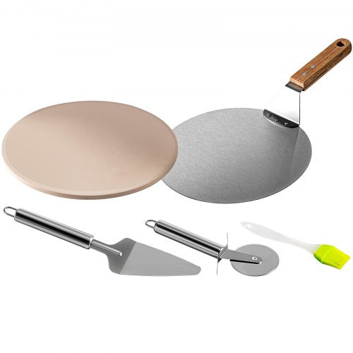 VEVOR Pizzaaufsatz Gasgrill, 3 Stk. Pizzahaube 48x35x17 cm Holzkohlegrill Pizzaofen, 50-300 ℃ Edelstahl Pizzaaufsatz 3 kg Pizzaofen Outdoor Garten Pizzastein Pizzakruste Pizzaschneider, Bürste