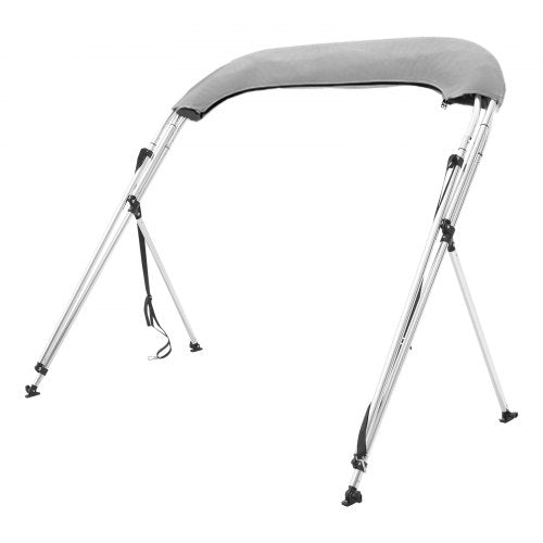 VEVOR 3-Bogen-Bimini-Top-Bootsabdeckung, 155-167 cm Einbaubreite 900D-Polyester-Überdachung mit Aluminiumlegierungsrahmen, Wasserdicht &amp; Sonnenschutz, inkl. Aufbewahrungsbox, 2 Stützstangen Hellgrau