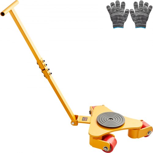 VEVOR 3T Transportfahrwerk mit Griff 425x335x116mm Transportrollen aus Kohlenstoffstahl Industrieroller mit 3x 360° PU-Räder Roller Ф165x10mm Drehplatte Möbeltransporthilfe Transportroller