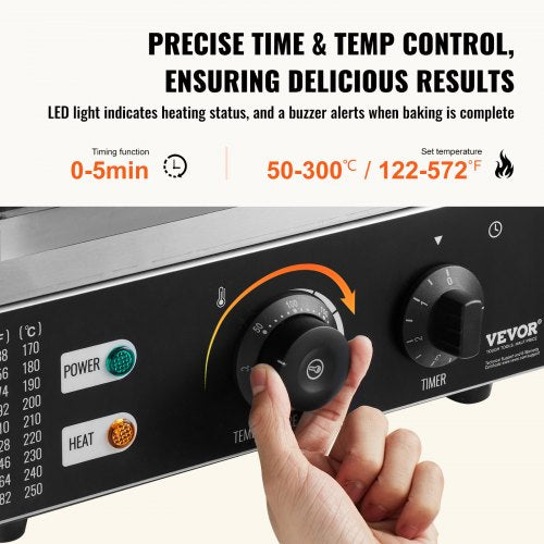 VEVOR Elektrischer Donutmaker, 1550 W Kommerzielle Donutmaschine mit Antihaftbeschichtung, 12-Loch-Waffelmaschine mit Doppelseitiger Heizung für 12 Donuts, für Restaurants und den Heimgebrauch