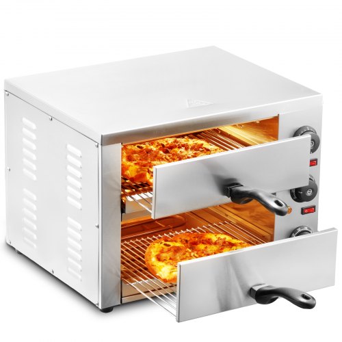 VEVOR Kommerzieller Pizzaofen Backofen 305mm Edelstahl Elektrisch 3 Drehknöpfe