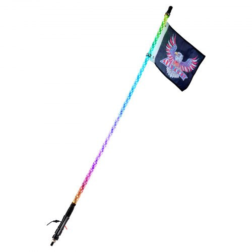 VEVOR 1 Stück 4 Fuß Peitschenlicht, APP- und RF-Fernbedienung, LED-Peitschenlicht, Wasserdichte 360°-Spiral-RGB-Peitschen mit Beleuchtung &amp; 2 Flaggen, für UTVs, ATVs, Motorräder, RZR, Can-Am