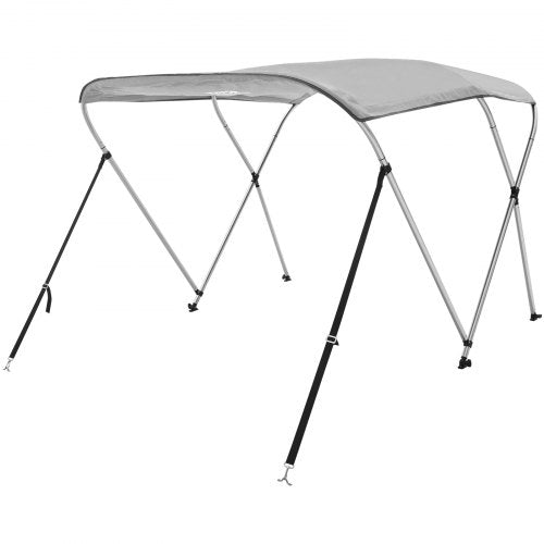 VEVOR 3-Bogen-Bimini-Top-Bootsabdeckung, 155-167 cm Einbaubreite 900D-Polyester-Überdachung mit Aluminiumlegierungsrahmen, Wasserdicht &amp; Sonnenschutz, inkl. Aufbewahrungsbox, 2 Stützstangen Hellgrau
