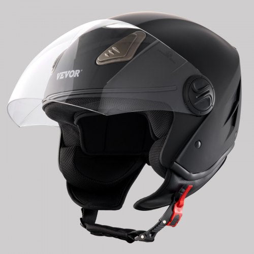 VEVOR 3/4-Gesicht Motorrad Motocrosshelm Motorradhelm 59-60cm Schwarz Größe L