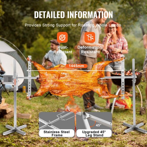 VEVOR Spanferkelgrill Lammgrill BBQ Grill Edelstahgrill 60kg Drehspieß Grill