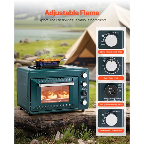 VEVOR Outdoor Ofen 2 in 1 Tragbarer Gas Camping Herd OfenEinstellbare Feuer