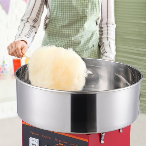VEVOR Elektrische Zuckerwattemaschine, 1000 W Zuckerwattegeräte, Kommerzielle Zuckerwattemaschine mit Edelstahlschüssel, Zuckerschaufel und Schublade, Perfekt für Familienfeiern, Rot