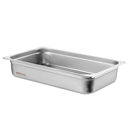 VEVOR 4 x Hotelpfannen Gastronormbehälter Edelstahl 530x326x107mm 13,9L Deckel