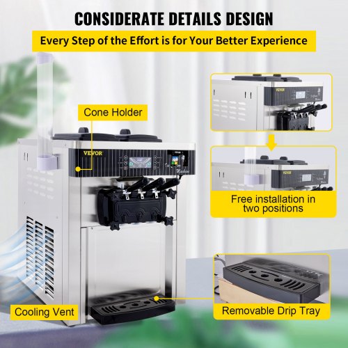 VEVOR Speiseeisbereiter Weiß Eismaschine 2200 W, 2 x 6 L Desktop Maschine Ice Cream Maker 220 V Speiseeisbereiter mit Eikegel Eierablage Edelstahl Maschine