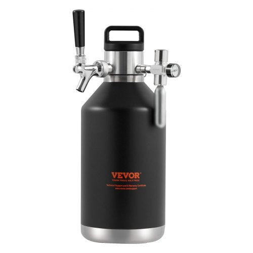 VEVOR Bierzapfanlage Mini Bierfass Bierbraugerät 4 L, Tragbares Druckfass-Set Doppellagige Edelstahlschicht Growler System Einstellbarer Hahn 27 ℃, Fassbier Hausbrauerei Frisch und Kohlensäurehaltig