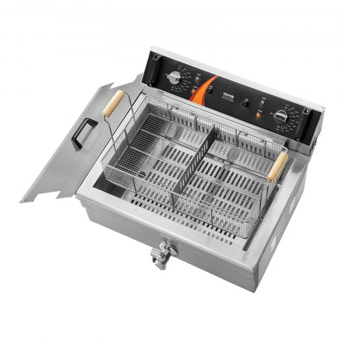 VEVOR Kommerzielle Elektrische Fritteuse 2250W 20L Edelstahl Upgrade 200°C