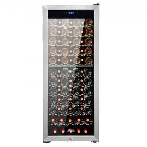 VEVOR Weinkühler Freistehender Kühlschrank 80 Flaschen Doppelzone LED Digital