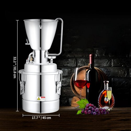 VEVOR Destillieranlage Wasser Alkohol Destillierer 70L,Haus Destillieranlage Destille Alkohol Silber 220-240V Moonshine Destilliermaschine