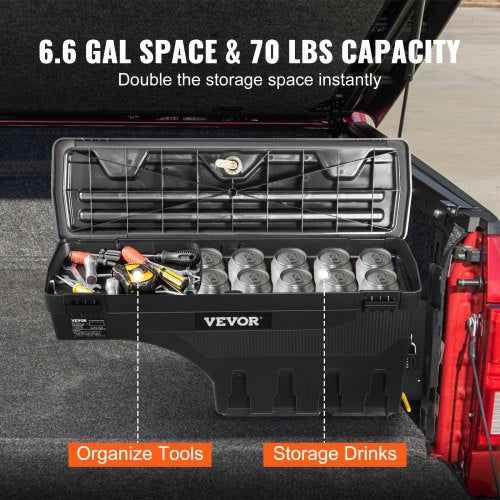 VEVOR LKW-Ladeflächen-Aufbewahrungsbox, Abschließbarer Schwenkkoffer, 25 L ABS-Radkasten-Werkzeugkasten, Wasserdicht &amp; Langlebig, Kompatibel mit Ford F-150 2015–2021 R, LKW-Ladefläche Aufbewahrungsbox