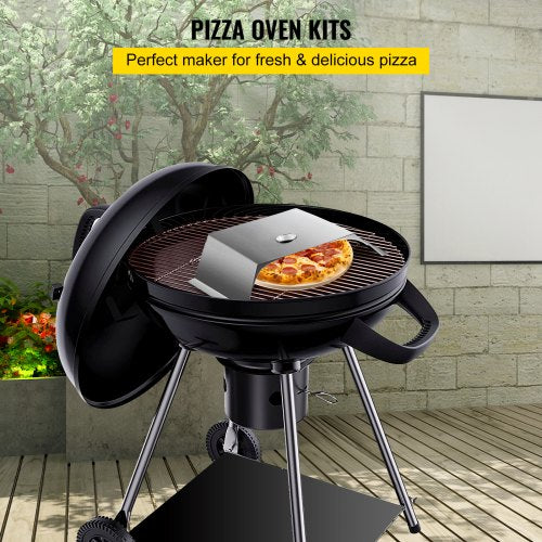 VEVOR Pizzaaufsatz Gasgrill, 3 Stk. Pizzahaube 48x35x17 cm Holzkohlegrill Pizzaofen, 50-300 ℃ Edelstahl Pizzaaufsatz 3 kg Pizzaofen Outdoor Garten Pizzastein Pizzakruste Pizzaschneider, Bürste
